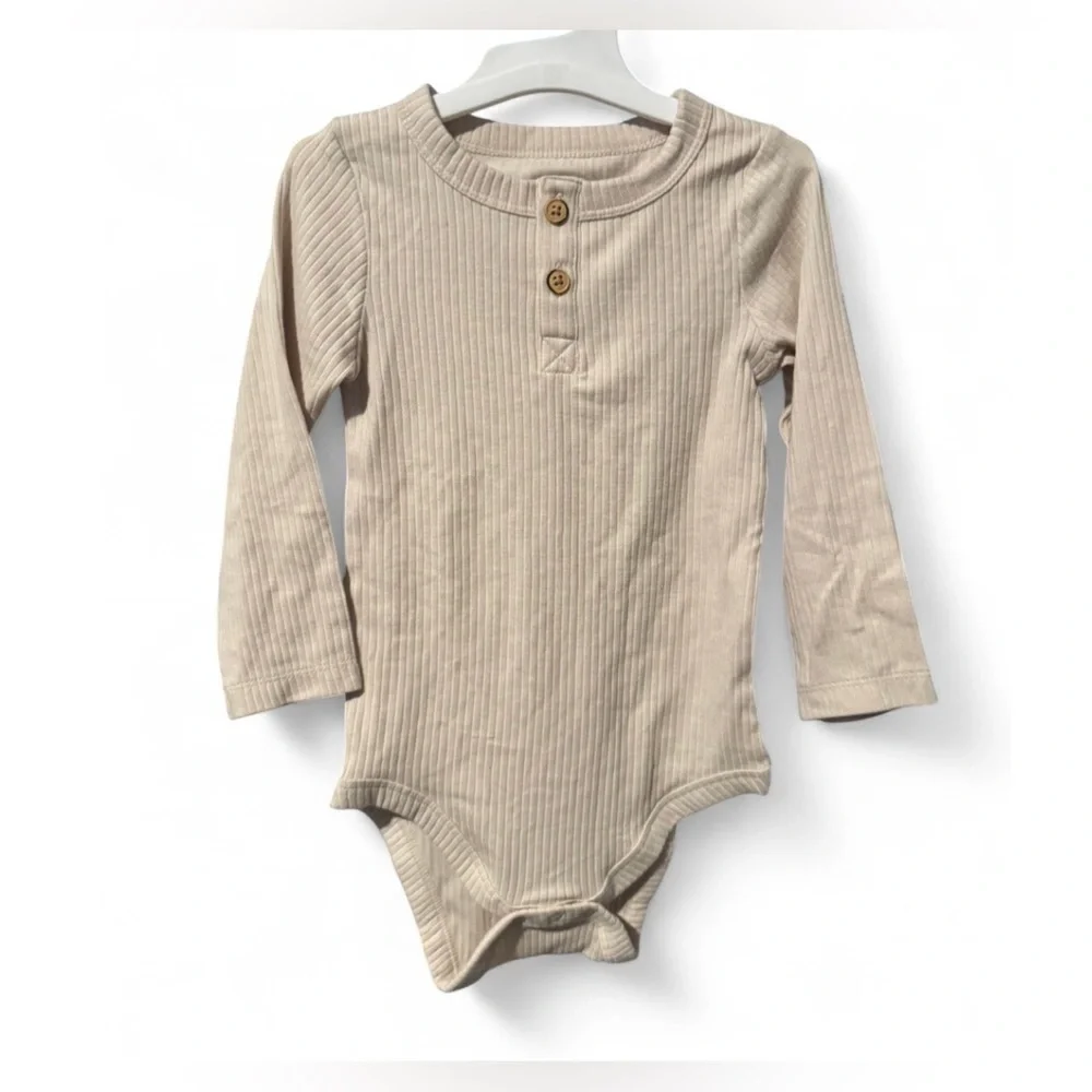 3pcs Cat & Jack Cream Ribbed Baby Onesie